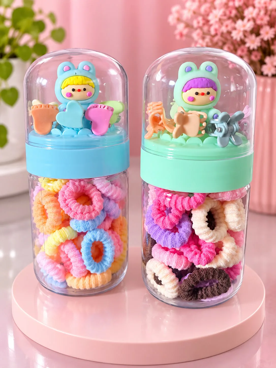 Kit de Elásticos de Cabelo Infantil com Mini Presilhas